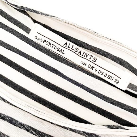 Allsaints Cotton Black And White Striped Sleeveless Top Size 0 Flowy Top - Picture 8 of 12